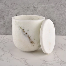 China Wholesale 14oz marble white round candle jar with lids for home decor manufacturer