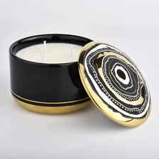 China High-end Black Ceramic Candle Vessel with Lids Wholesale manufacturer