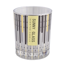 China empty luxury glass candle vessels with line design wholesale manufacturer
