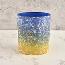 China unique gradation color glass candle jar with home decor manufacturer