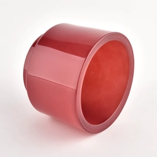 China Wholesale round empty glass candle Jars red glass vessel manufacturer