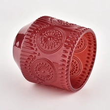China new design emboss glass candle jar for making manufacturer