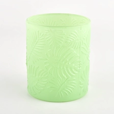 China luxury green glass vessels for candles with decoration wholesale manufacturer