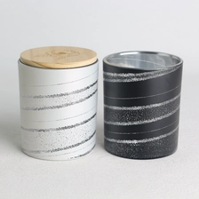 Cina set di candele profumate in barattolo di vetro bianco e nero con motivo vuoto laser opaco a spruzzo con set di coperchio in legno produttore