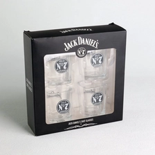 China 2-Unzen-Schnapsgläser mit individuell bedrucktem Aufkleber und individuellem, farbig bedrucktem Geschenkbox-Set Hersteller