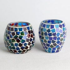 Cina Set di candele a mosaico scuro in vetro all'ingrosso produttore