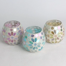 Cina Set di candele a foglie floreali a mosaico a mosaico elettroplato all'ingrosso produttore