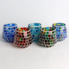 Cina Set di candele in mattoni in mattoni in mosaico in vetro all'ingrosso di 5 tema di colore scuro produttore