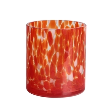 China Handgefertigtes 250-ml-Kerzenglas aus rötlich-orangefarbenem Konfetti-Glas Hersteller