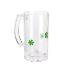 China Durable Decorative Giftable 1 Pint Daisy inlay design Glass beer mug with Handle manufacturer