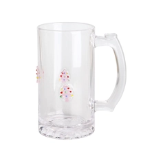China Handmade Classic for Bar 16oz 3D Christmas tree inlay decoration Glass Beer Cup with Customized Logo manufacturer