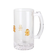China Food-safe Drinking for holiday parties 500ml Christmas tree Gingerbread man inlay Glass beer tankard with Handle manufacturer