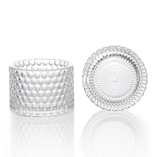 الصين 9x6.5cm تنقش شمعة حامل زجاج الحاويات مع غطاء 