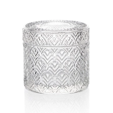 China 9x6.5cm Elegant Embossed Candle Glass Factory manufacturer