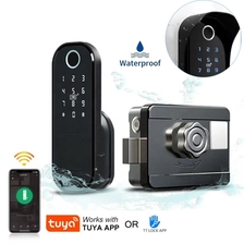 China WiFi Smart Home Electronic Keyless Keypad Deadbolt Door Rim Lock Fingerprint Lock for Home manufacturer