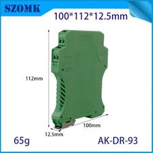 中国 100*112*12.5毫米AK-DR-93绿色PCB DIN导轨类型终端块连接器电气变压器DIN导轨外壳 制造商