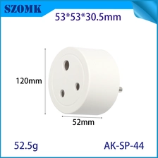 China AK-SP-44 Indian Standard Round Round Round Lege Smart WiFi Plug-behuizing aanpasbaar DIY IoT Housing 53*53*30,5 mm fabrikant