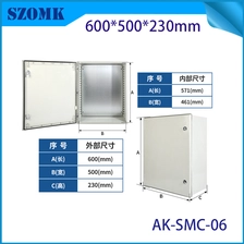 Китай Электрический корпус SMC 600*500*230 мм, водонепроницаемые шкафы для солнечных коллекторов, систем распределения и управления в суровых условиях окружающей среды производителя
