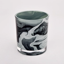 China New design pattern 300ml luxury white glass candle jar wholesale manufacturer