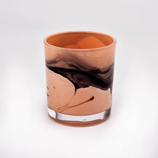 China wholesale handmade painting empty glass candle vessel for home decor manufacturer