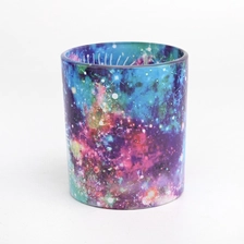 China Luxury 300ml glass candle jar color pattern wholesale manufacturer