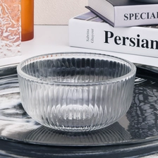 China 400ml stripe glass candle container clear candle vessel supplier manufacturer