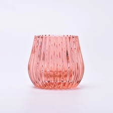China custom vertical stripe transparent color glass candle container supplier manufacturer