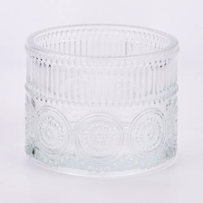 China Luxury Clear Glass Container Empty Candle Jars with Embossed logo in Bulk manufacturer