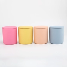 China Matte Cement Candle Holder With Lids Concrete Candle Vessels Wholesale manufacturer