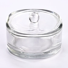 China Three Wicks Glass Candle Vessels With Lids Customized Color Glass Candle Holders Wholesale manufacturer