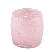 China Empty Handmade Colorful glass vessel Large Cylinder Pinnk Glass Candle Jars manufacturer