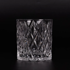 China Luxury Diamond Pattern Glass Candle Holders 8oz Glass Candle Jars Wholesale manufacturer