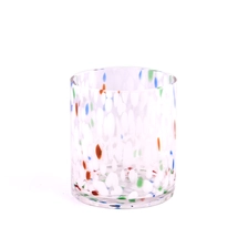 China Colored Candle Glass Vessels Customized Colored Glass Candle Holders For Decoration manufacturer