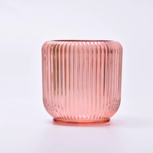 China custom colored stripe glass candle jar soy wax candle glass jar supplier manufacturer