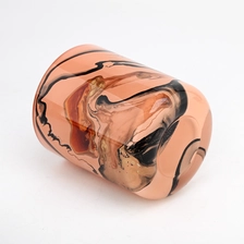China orange and black mixed 8oz glass candle vessel supplier manufacturer