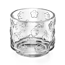 China Beautiful Flower Pattern 455ml Glass Candle Vessels Wholesale manufacturer