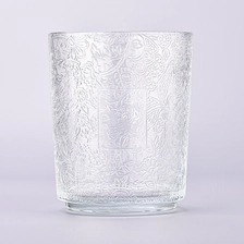 China Large Glass Candle Jars Customized Color Candle Glass Embossed Glass Candle Vessels Wholesale manufacturer