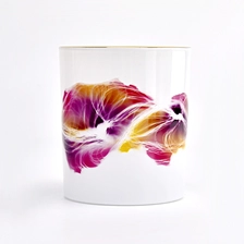 China 400ml Custom Printing Glass Candle Jars White Candle Glass Wholesale manufacturer