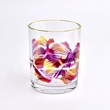 China Private Label Glass Candle Jars Unique Printing Glass Candle Jar for Decoration manufacturer