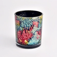 China Custom Decal Printing Glass Candle Holder Supplier manufacturer