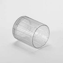 China 300ml clear glass candle jar with stripe home decor manufacturer