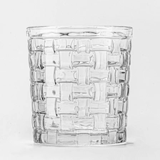 China Unique Luxury Woven Pattern Glass Candle Jar With Lids manufacturer