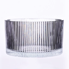 China 1200ml clear glass candle container with stripe home decor manufacturer