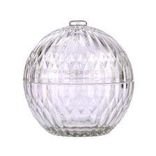 China Ball Shape Glass Candle Jar With Lids Diamond Glass Candle Jar With Lids manufacturer
