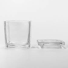 China Wholesale square clear glass candle jar with glass lid manufacturer