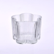 China Flower Shape Glass Candle Jars Ribber Glass Candle Holders Stripe Candle Glass Wholesale manufacturer