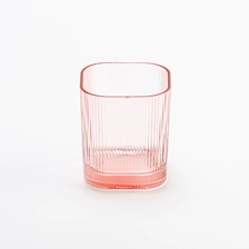 China Sqaure Ribber Glass Candle Holders Custom Square Ribber Candle Glass Wholesale manufacturer