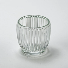 China 6oz clear glass candle container with stripe wholesale manufacturer