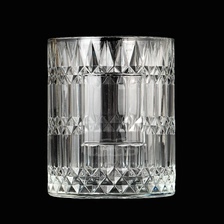 China 20oz GEO Glass Candle Jars Embossed Pattern Glass Candle Vessels manufacturer