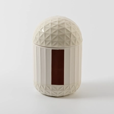 China Wholesale Logo Empty Ceramic Matchstick jar with Ceramic lid manufacturer